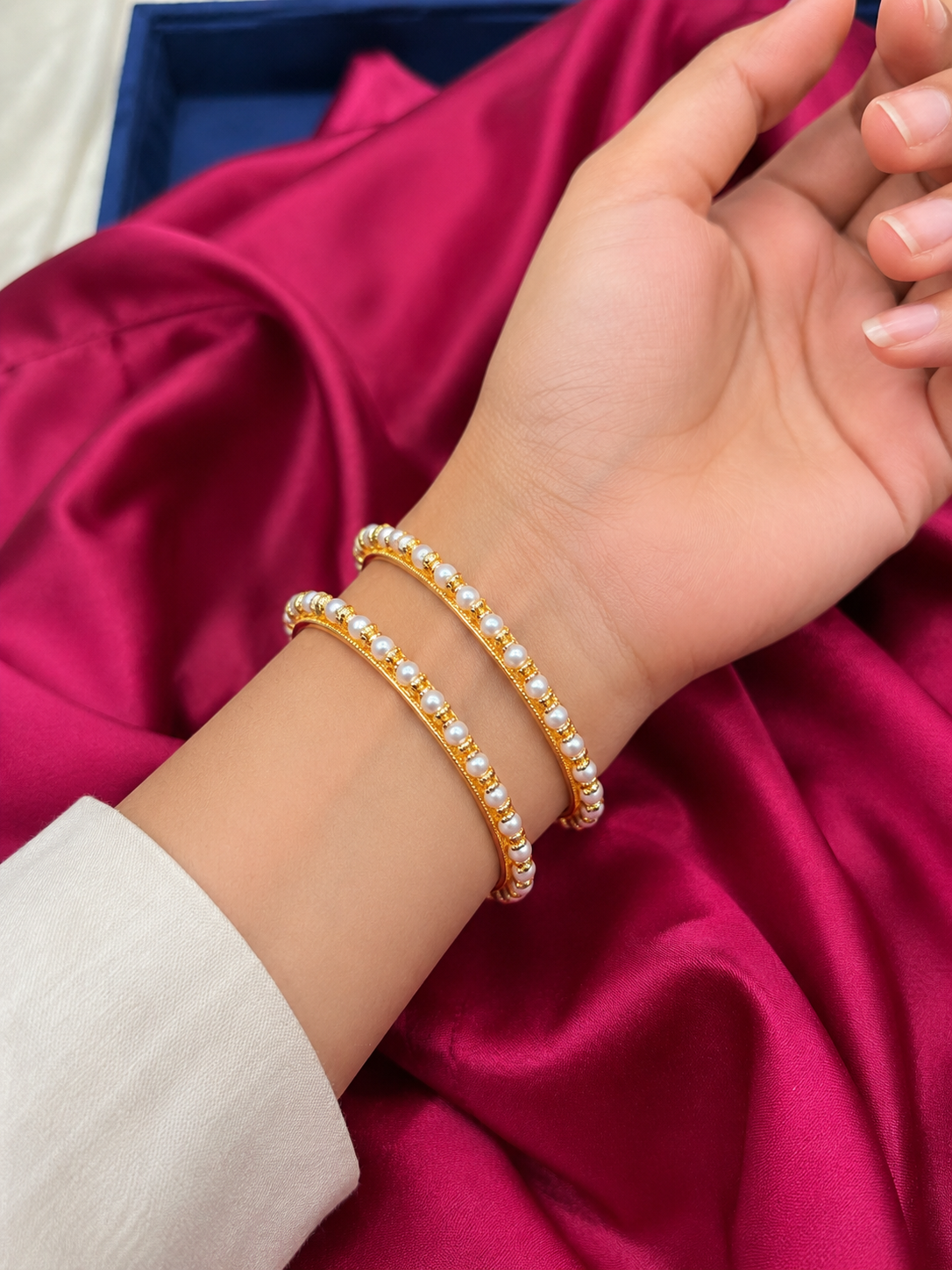 White beaded bangles